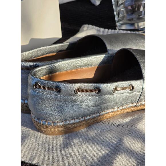 Brunello Cucinelli Womens Sky Blue Espadrille Flats Leather Size US 9.5 EU 40 - Picture 8 of 16